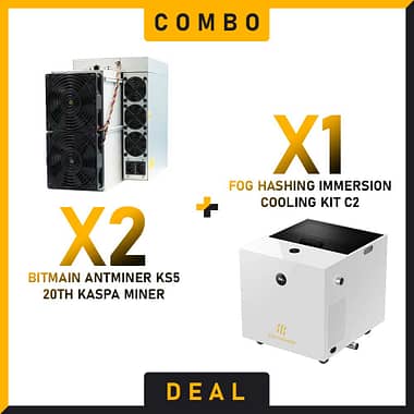 2 x Bitmain Antminer KS5 20Th + 1 x Fog Hashing Immersion Cooling Kit C2